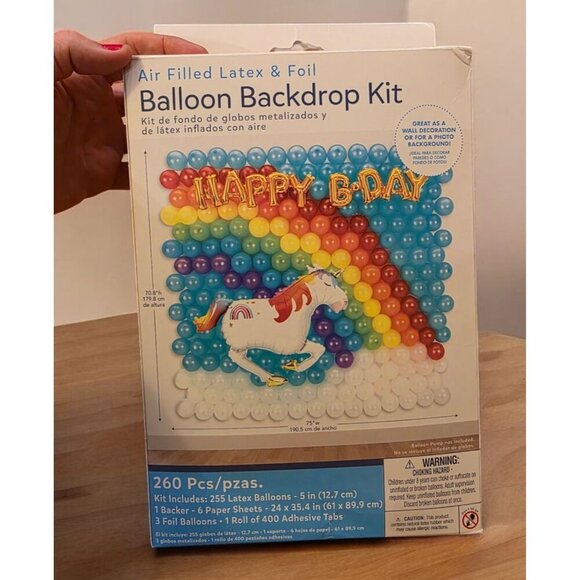 Amscan Balloon Backdrop Kit 260 pcs  Air Filled Latex & Foil Unicorn Birthday - Picture 1 of 6